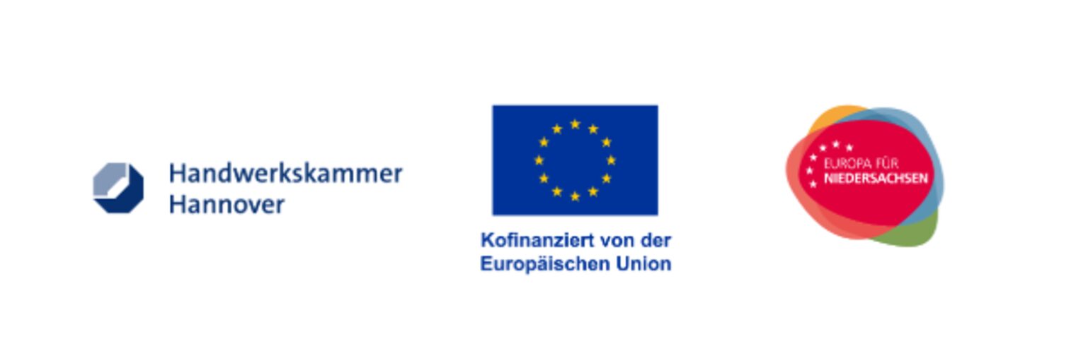 Förderhinweis: Das Projekt wird aus Mitteln des Europäischen Sozialfonds und der Handwerkskammer Hannover gefördert.